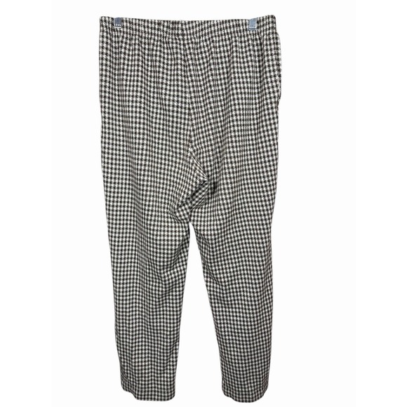 Lands End Pants Women Sz M Brown Houndstooth Sport Knit High Rise Pull On Soft - Picture 5 of 10
